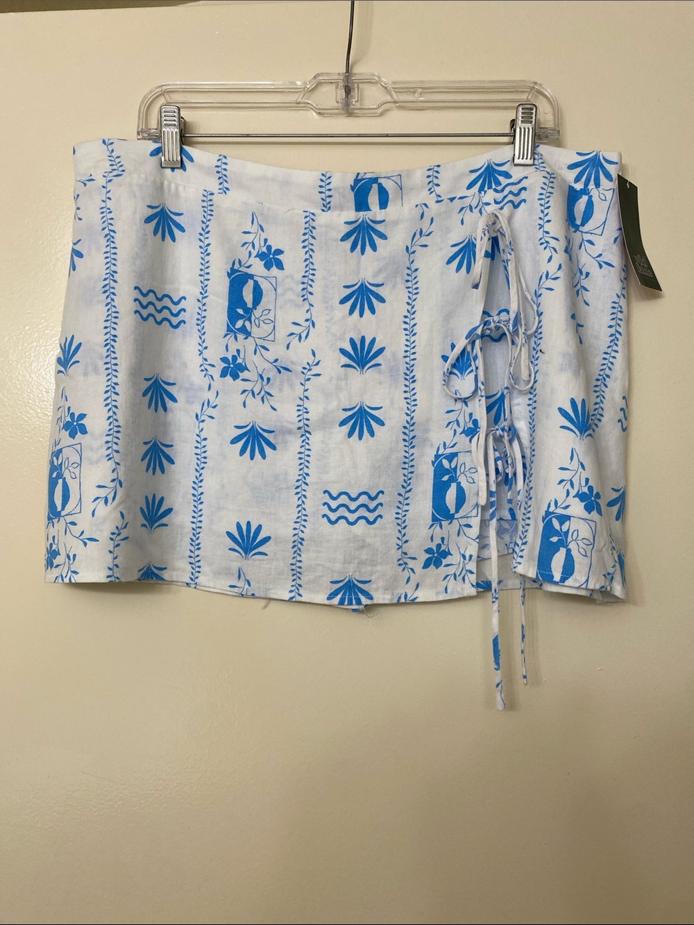 Blue & White Printed Tie-Side Mini Skort - Picture 2 of 5